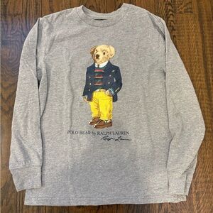 Polo Ralph Lauren Bear Grey Long Sleeve Shirt Size 10-12